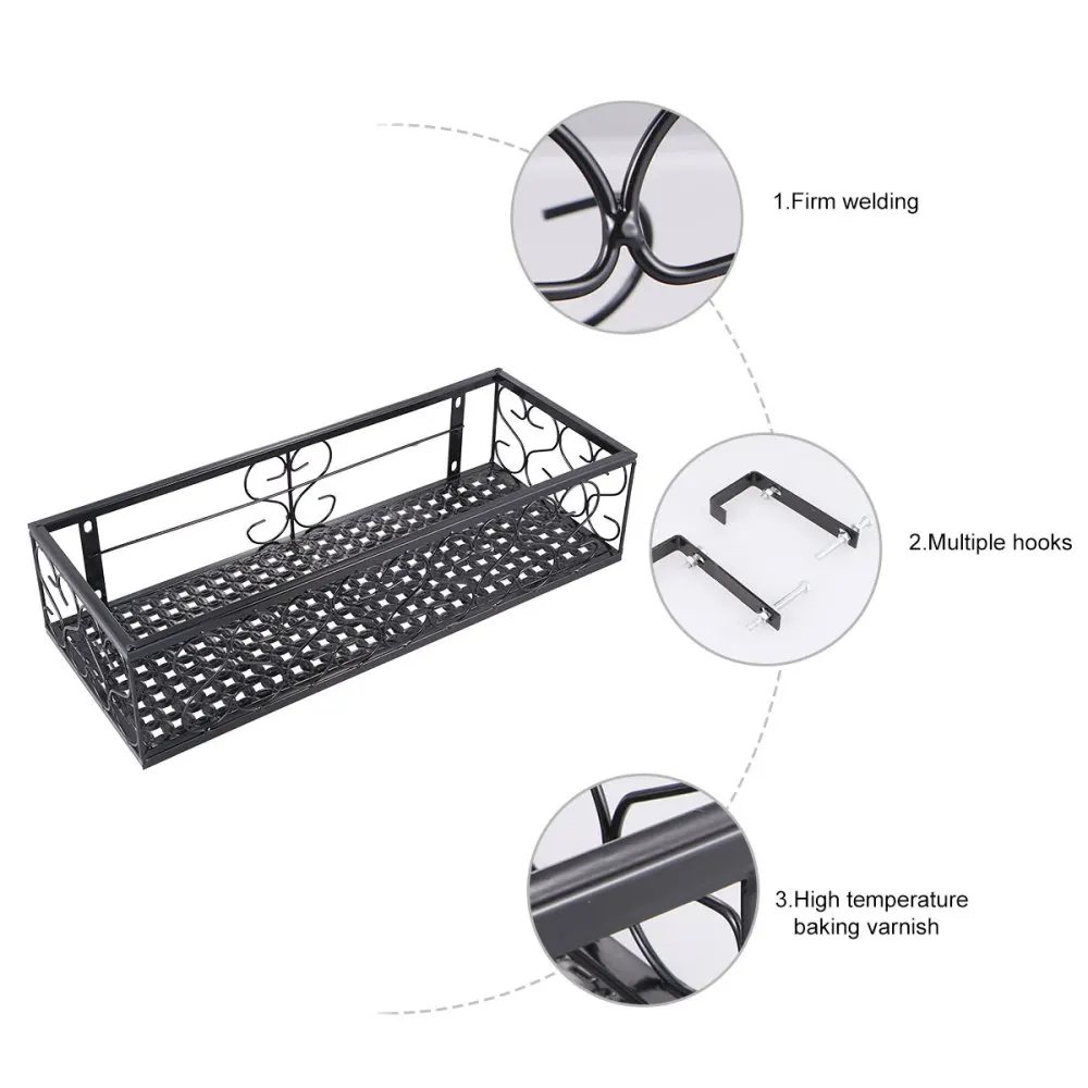 1pc Balcony Hanging Guardrail Flower Stand Plant Succulent Railing Flower Pot Planting Shelf (Black)
1pc Balcony Hanging Guardrail Flower Stand Plant Succulent Railing Flower Pot Planting Shelf (Black)