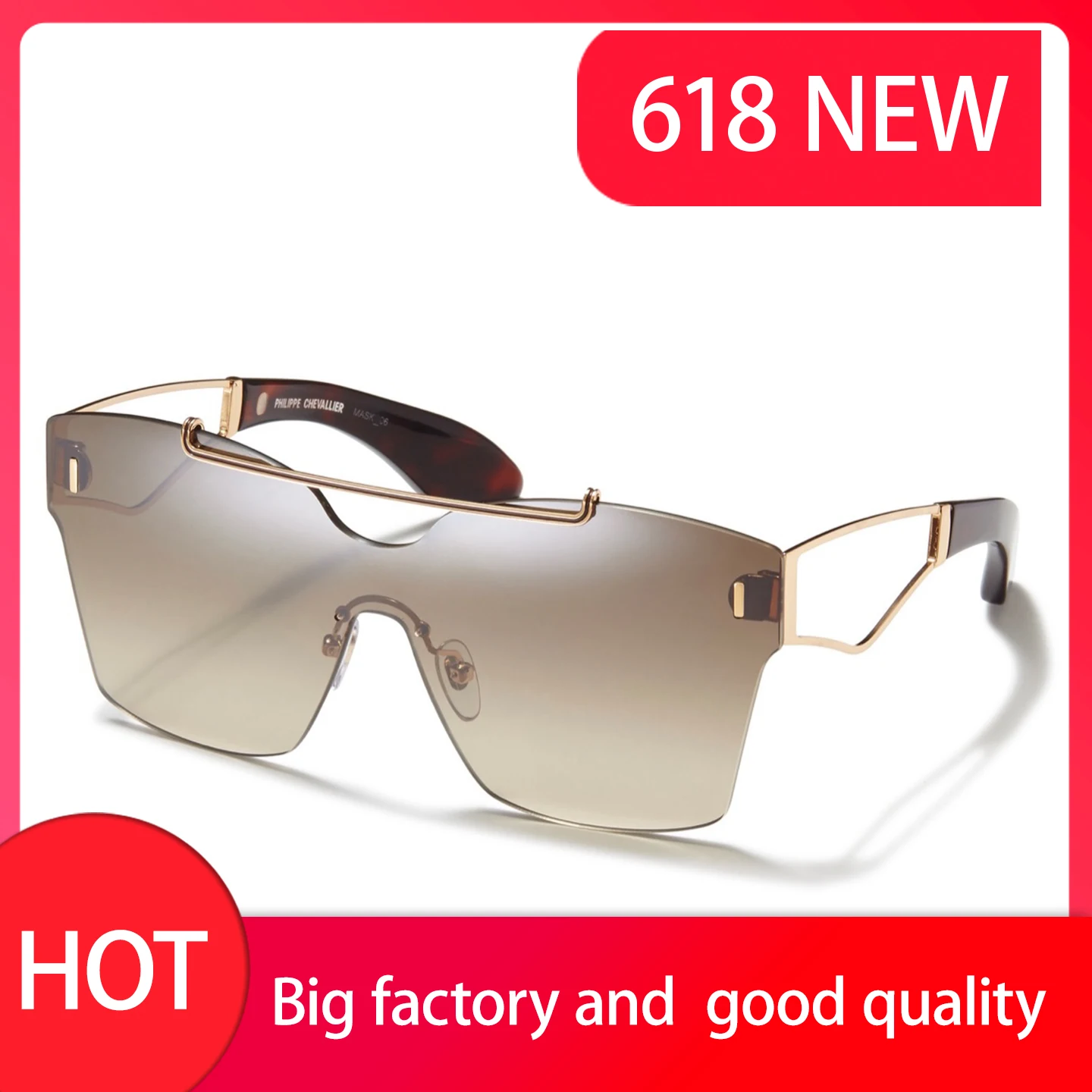 18k Gold Oversized Square Women Sunglasses Sporty Top Bar Detail Luxe Design Metal Combination Of Geometric Shape Solid Acetate 
18k Gold Oversized Square Women Sunglasses Sporty Top Bar Detail Luxe Design Metal Combination Of Geometric Shape Solid Acetate
