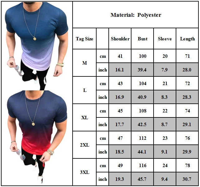 Men Gradient Color Short Sleeve Tees Large Size Male Summer O Neck Sport T Shirts 
Men Gradient Color Short Sleeve Tees Large Size Male Summer O Neck Sport T Shirts