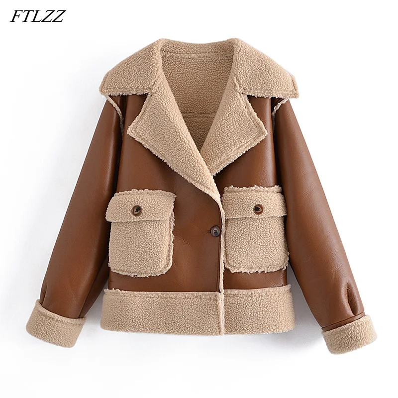 FTLZZ New Autumn Winter Women Faux Lamb Leather Short Jacket Streetwear Female Turndown Collar Moto Biker Coat Warm Outwear
FTLZZ New Autumn Winter Women Faux Lamb Leather Short Jacket Streetwear Female Turndown Collar Moto Biker Coat Warm Outwear