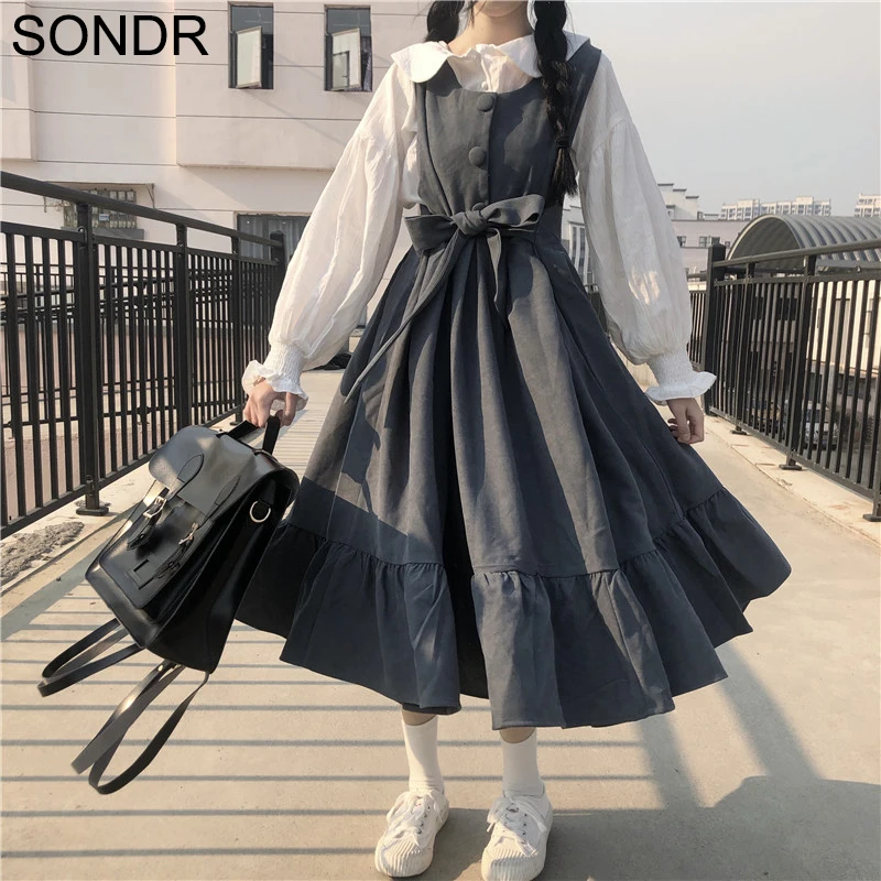 New Straps Vest Dress Women Spring Autumn 2020 Korean Solid Color Mid Length Dresses Vestidos Elegant Sweet Cute Vintage Dress 
New Straps Vest Dress Women Spring Autumn 2020 Korean Solid Color Mid Length Dresses Vestidos Elegant Sweet Cute Vintage Dress