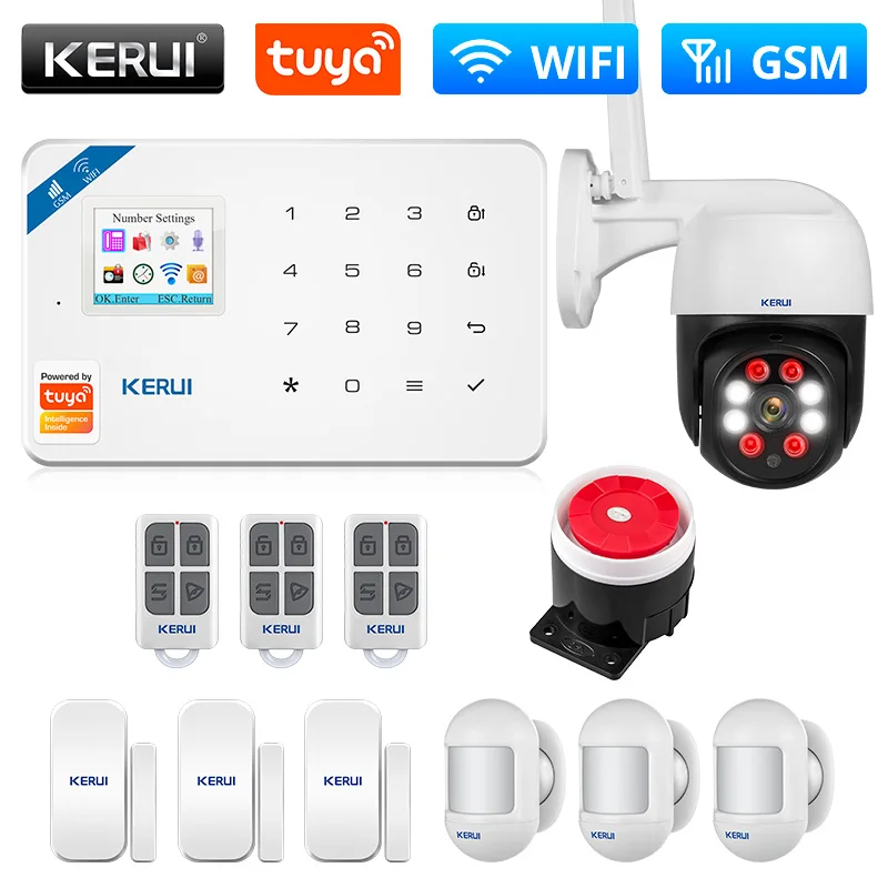 KERUI W181 Alarm System WIFI GSM Alarm Kit Tuya Smart Home Alarm Support Alexa Motion Sensor Door Sensor IP Camera
KERUI W181 Alarm System WIFI GSM Alarm Kit Tuya Smart Home Alarm Support Alexa Motion Sensor Door Sensor IP Camera