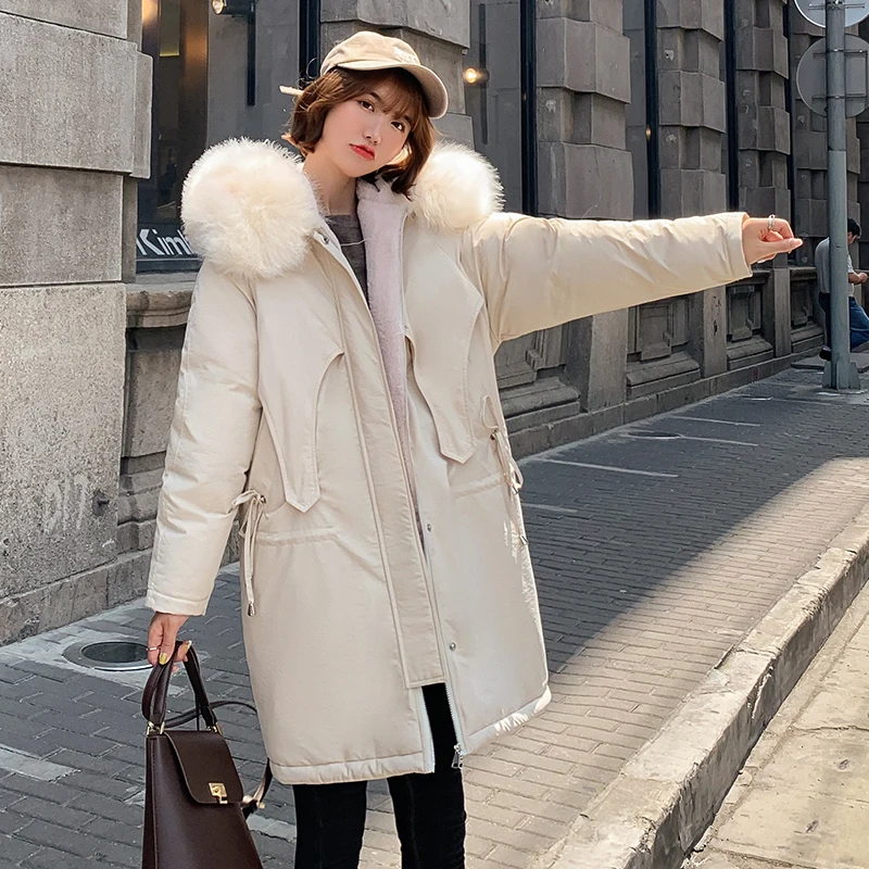 Fur Collar Coat Women Winter Jackets Down Cotton Hooded Coat Plus Size Parkas Plus Velvet Coats Long Coat Fashion Female 
Fur Collar Coat Women Winter Jackets Down Cotton Hooded Coat Plus Size Parkas Plus Velvet Coats Long Coat Fashion Female