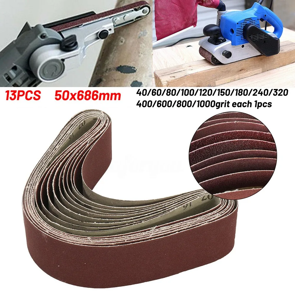13PCS 50x686mm Sanding Abrasive Belt For Metal Wood Grinding Sander 40-1000 Grit
13PCS 50x686mm Sanding Abrasive Belt For Metal Wood Grinding Sander 40-1000 Grit