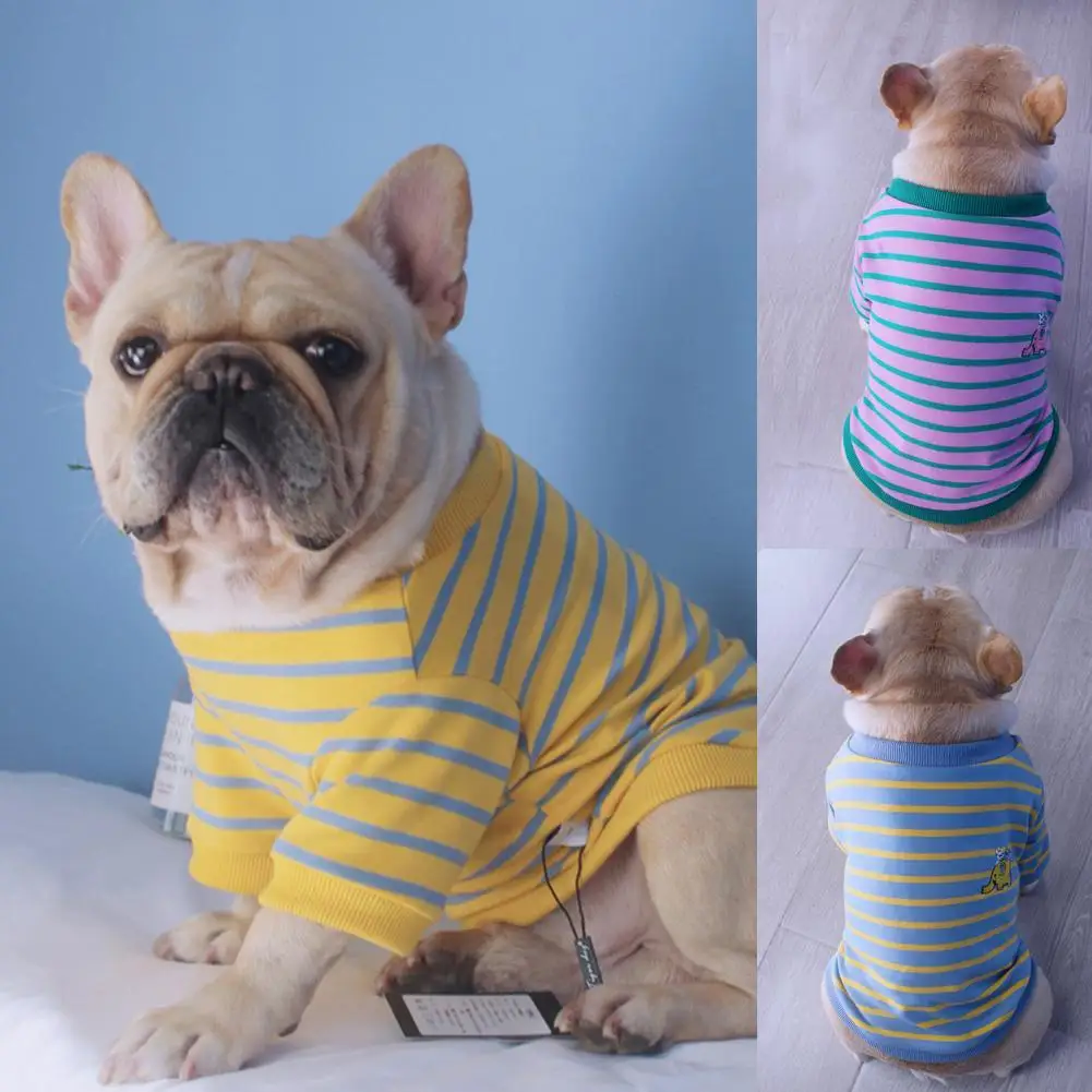 Pet Dog Shirt for French bulldog Striped Pattern Cotton Dog Striped T-Shirt Puppy Vests Dog Clothes Supplies
Pet Dog Shirt for French bulldog Striped Pattern Cotton Dog Striped T-Shirt Puppy Vests Dog Clothes Supplies