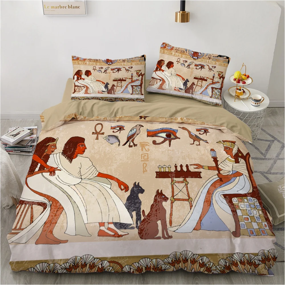 

3D Bedding Sets luxury Single Queen Double Full King Twin Bed linen For home Duvet cover Set Ancient Egypt Pillowcase Bedclothes