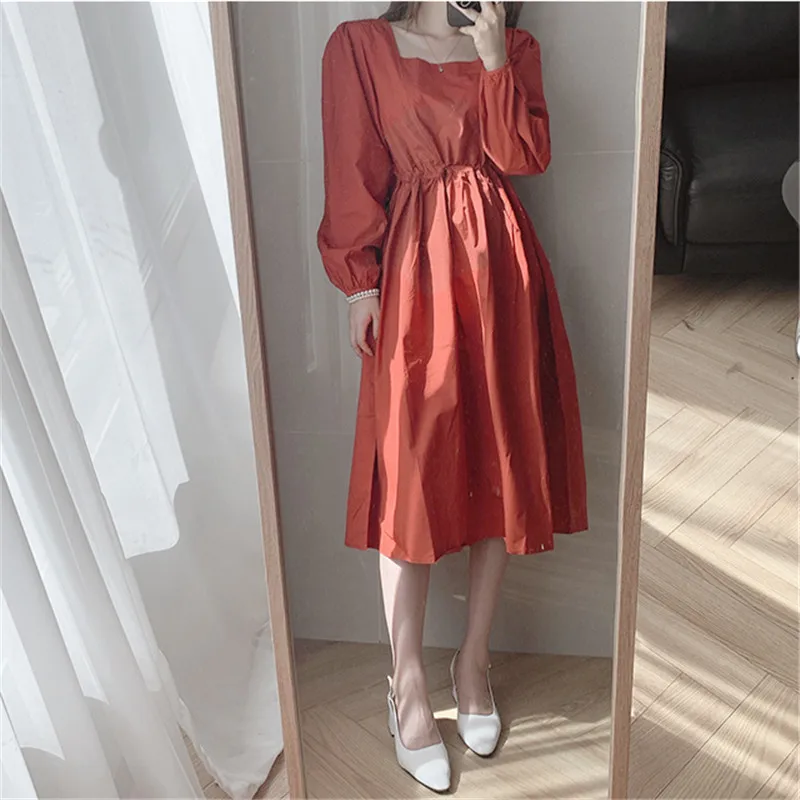 2021 solid color, loose, fashionable, long-sleeved dress
2021 solid color, loose, fashionable, long-sleeved dress