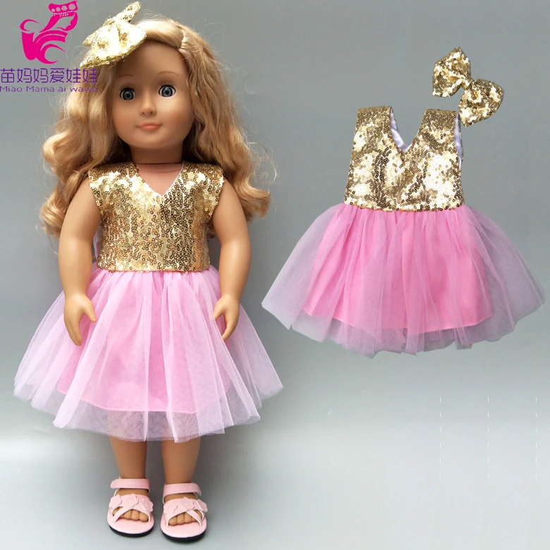 18 Inch Doll Pink Sequin Lace Dress with Bow New Born Babies Doll Clothes Out Wear
18 Inch Doll Pink Sequin Lace Dress with Bow New Born Babies Doll Clothes Out Wear
