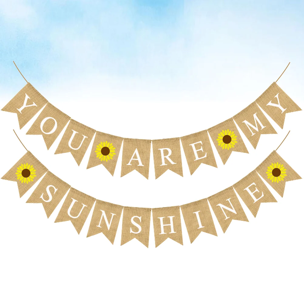 Sunflower Printing Linen Banner Birthday Swallowtail Bunting YOU ARE MY Letter Printing Burlap Flag Baby Shower Hanging 
Sunflower Printing Linen Banner Birthday Swallowtail Bunting YOU ARE MY Letter Printing Burlap Flag Baby Shower Hanging