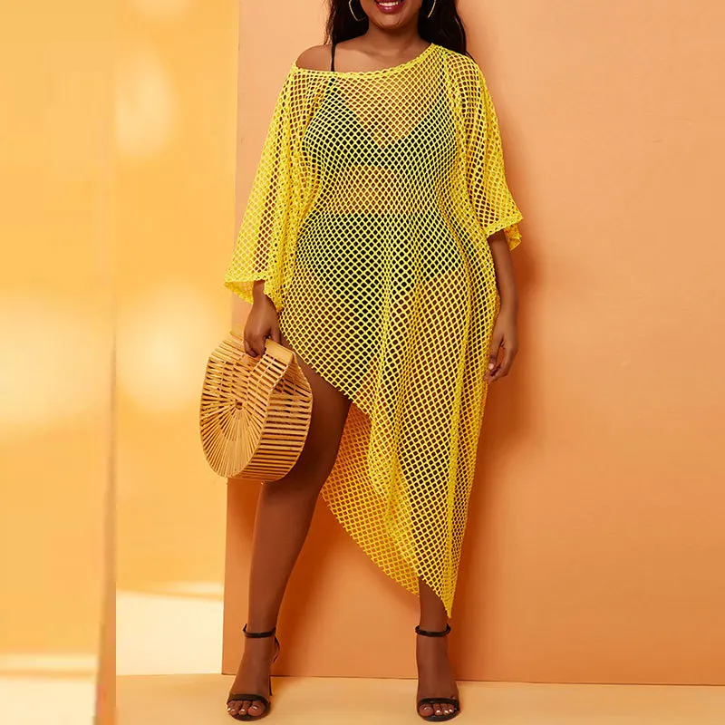 Plus Size Fishnet Hollow Out Beach Dress Women Bikini Cover-Ups See Through Off Shoulder Oversized Swimsuit Cover Up Dress
Plus Size Fishnet Hollow Out Beach Dress Women Bikini Cover-Ups See Through Off Shoulder Oversized Swimsuit Cover Up Dress