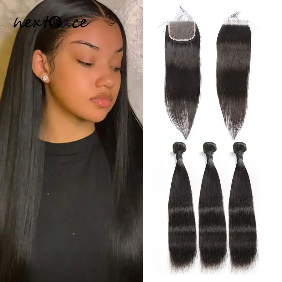 Nextface Straight Double Drawn Human Hair Weave Extension 3Bundles With 4x4 Lace Closure
Nextface Straight Double Drawn Human Hair Weave Extension 3Bundles With 4x4 Lace Closure