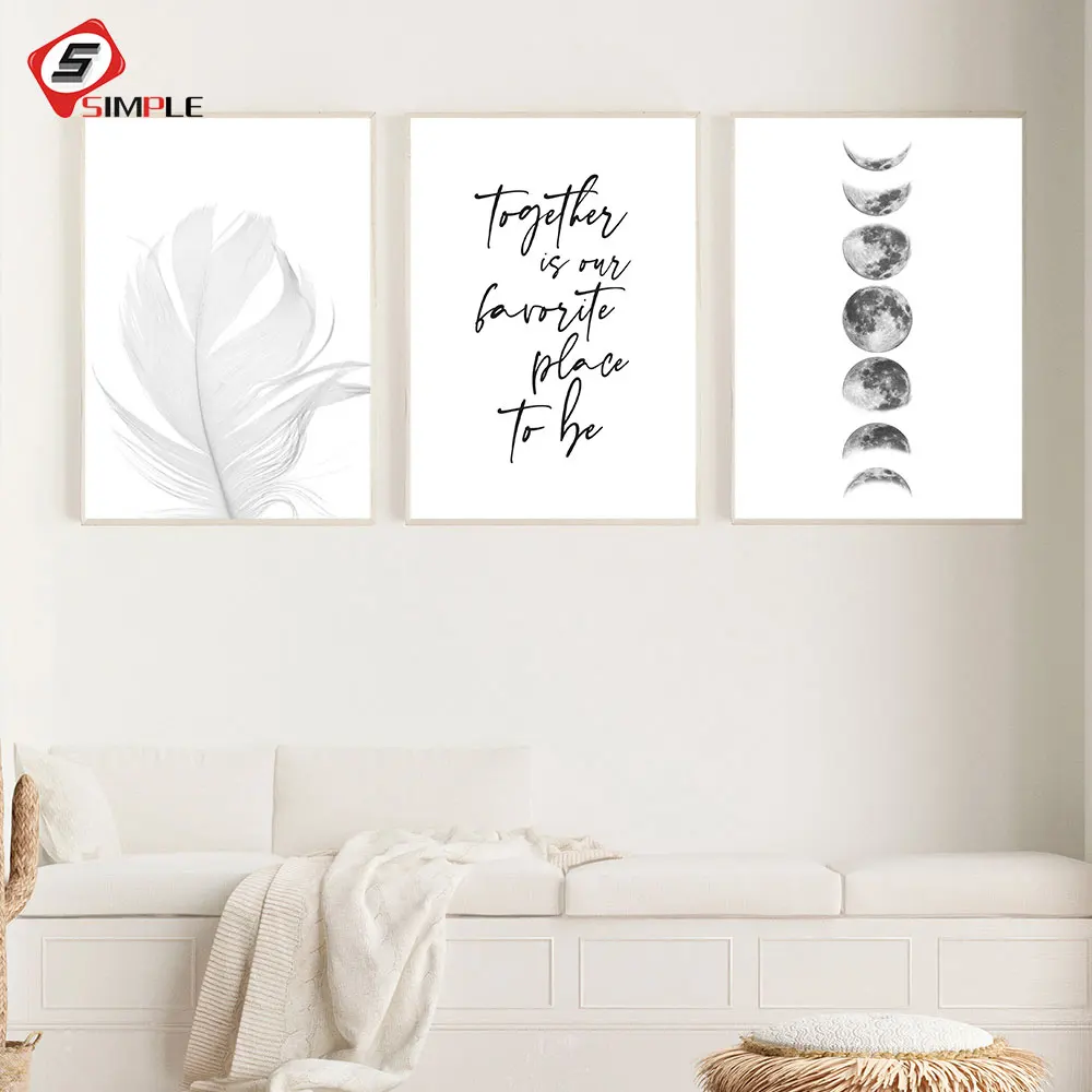 Scandinavian Style Feather Poster Black and White Canvas Painting Moon Phase Wall Picture For Living Room Nordic Above Bed Decor
Scandinavian Style Feather Poster Black and White Canvas Painting Moon Phase Wall Picture For Living Room Nordic Above Bed Decor