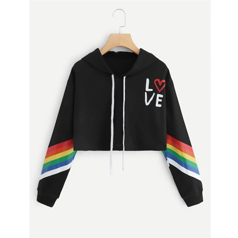 2021 Autumn Sweatshirt Women Fashion Rainbow Love printing Casual Long Sleeve Hoodies Loose Short Hooded Women Swatshirt
2021 Autumn Sweatshirt Women Fashion Rainbow Love printing Casual Long Sleeve Hoodies Loose Short Hooded Women Swatshirt