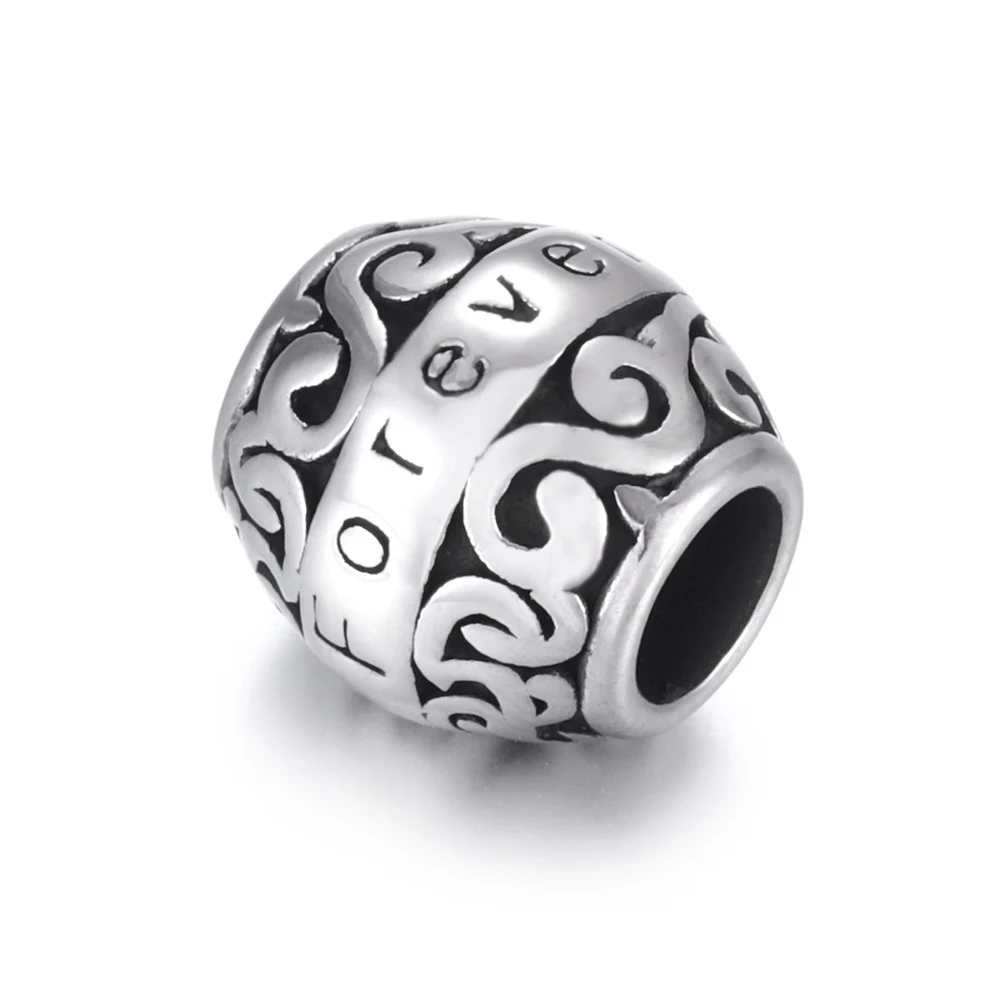 Stainless Steel Barrel Bead Engraved Polished 5mm Large Hole Metal Beads Charms for DIY Bracelet Jewelry Making Accessories
Stainless Steel Barrel Bead Engraved Polished 5mm Large Hole Metal Beads Charms for DIY Bracelet Jewelry Making Accessories