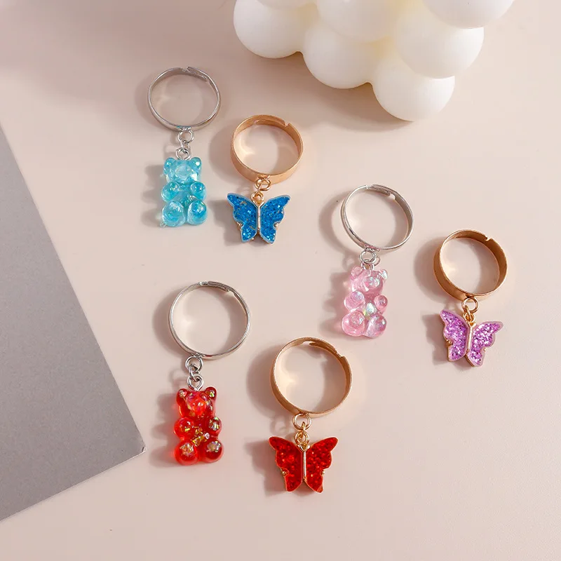 2PCS/SET Cute Cartoon Gummy Bear Acrylic Butterfly Charms Adjustable Finger Rings Set for Women Girls Jewelry Christmas Gifts
2PCS/SET Cute Cartoon Gummy Bear Acrylic Butterfly Charms Adjustable Finger Rings Set for Women Girls Jewelry Christmas Gifts