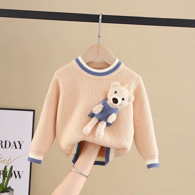 Autumn Baby Girls Boys Sweater Kids Knitting Pullovers Tops Cartoon Plush Bear Children Patchwork Cute Sweaters For 1-6t Outfits
Autumn Baby Girls Boys Sweater Kids Knitting Pullovers Tops Cartoon Plush Bear Children Patchwork Cute Sweaters For 1-6t Outfits