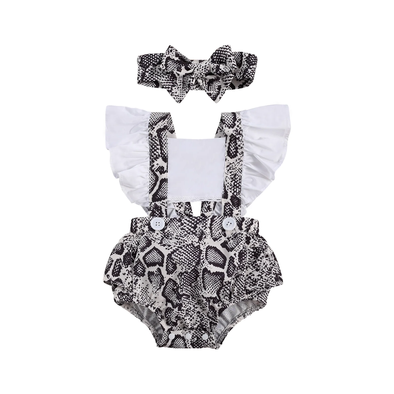Toddler Girls Romper, Baby Headband, Fly Sleeve Patchwork Hollow Crotch Buttons Snakeskin Printed 2-Piece Clothes
Toddler Girls Romper, Baby Headband, Fly Sleeve Patchwork Hollow Crotch Buttons Snakeskin Printed 2-Piece Clothes
