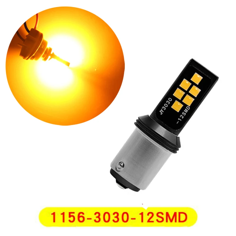 

Комплект из 2 предметов, желтый супер яркий 1156 BA15S P21W 3030 12SMD светодиодный лампы автомобиля указатели поворота Авто фонарь стоп-сигнала ...