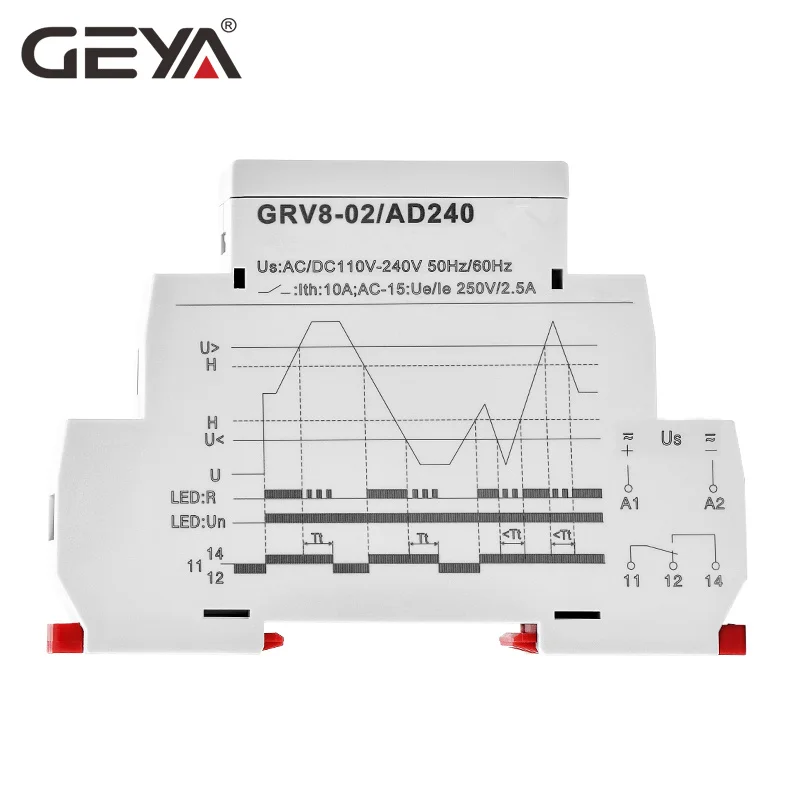 GRV8-01/02 Single Phase Voltage Relay Adjustable Over Under Voltage Protection Relay AC110V 240V DC12V Voltage Regulator
GRV8-01/02 Single Phase Voltage Relay Adjustable Over Under Voltage Protection Relay AC110V 240V DC12V Voltage Regulator
