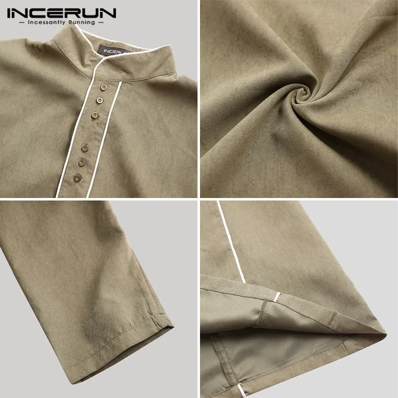 INCERUN Men Muslim Clothes Islamic Kaftan Long Sleeve Stand Collar Button Vintage Saudi Arabia Solid Color Men Jubba Thobe Robes
INCERUN Men Muslim Clothes Islamic Kaftan Long Sleeve Stand Collar Button Vintage Saudi Arabia Solid Color Men Jubba Thobe Robes