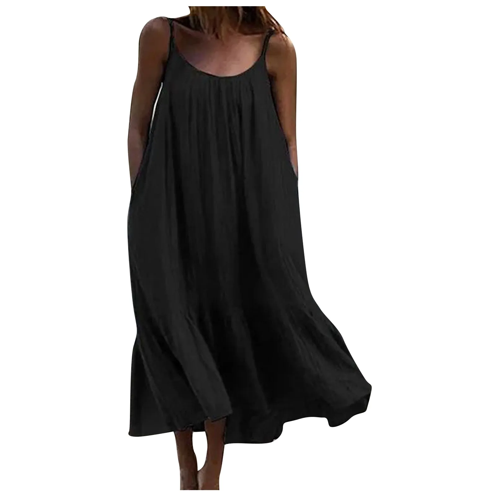 2021 Summer Fashion Women's Ruffle Solid Color Long Sleeveless Loose Spaghetti Straps Dress Free shipping
2021 Summer Fashion Women's Ruffle Solid Color Long Sleeveless Loose Spaghetti Straps Dress Free shipping