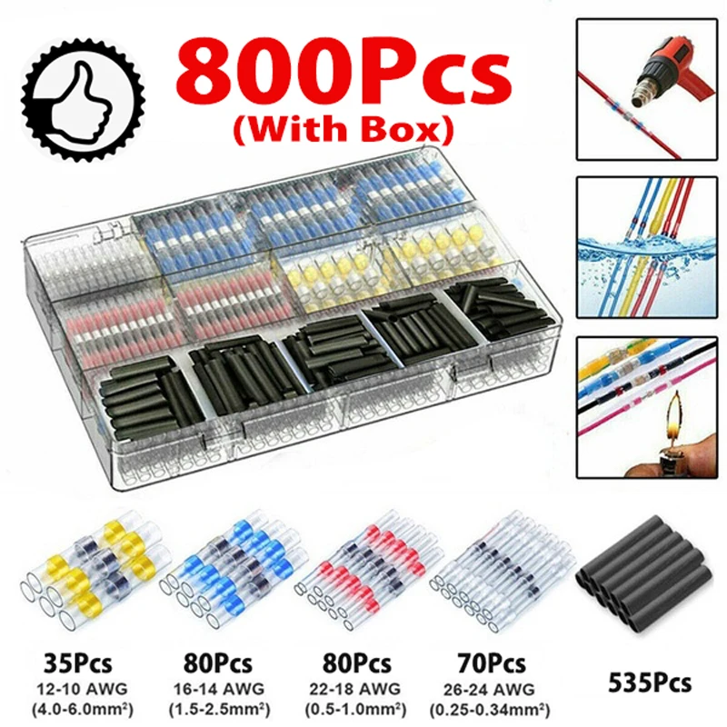 Waterproof Solder Seal Wire Connectors - Heat Shrink Solder Butt Connectors - Solder Connector Kit - Automotive Marine Insulated
Waterproof Solder Seal Wire Connectors - Heat Shrink Solder Butt Connectors - Solder Connector Kit - Automotive Marine Insulated