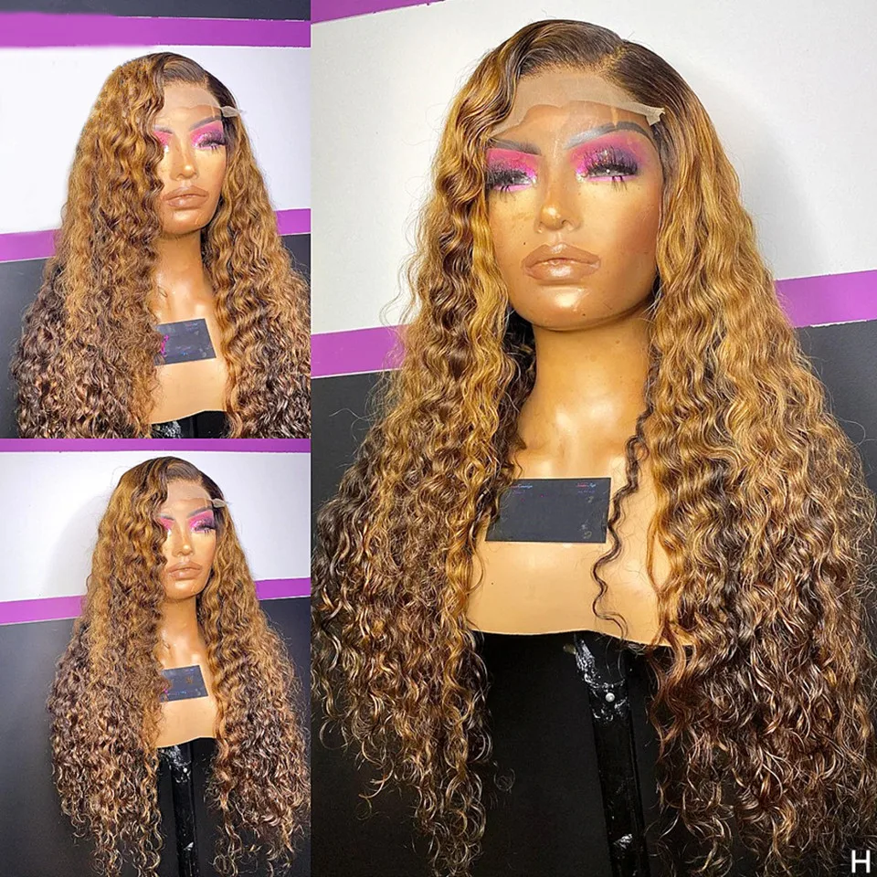 Honey Blonde Brown Highlight 13x4 Lace Frontal Wigs Curly Human Hair Wigs Brazilian Lace Closure 150% Density With Baby Hair 
Honey Blonde Brown Highlight 13x4 Lace Frontal Wigs Curly Human Hair Wigs Brazilian Lace Closure 150% Density With Baby Hair