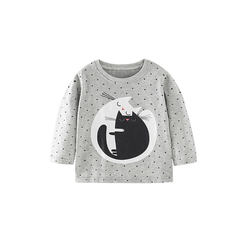 Jumping Meters Kids T-shirt Autumn Cartoon Cute cat Dots Pattern Casual Crew Neck for Long Sleeve Top Grey Clothes 2-7years
Jumping Meters Kids T-shirt Autumn Cartoon Cute cat Dots Pattern Casual Crew Neck for Long Sleeve Top Grey Clothes 2-7years