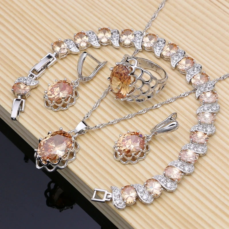 Women Custom Silver 925 Bridal Jewelry Sets Champagne Topaz White CZ Birthstone for Women Earring/Pendant/Necklace/Ring/Bracelet
Women Custom Silver 925 Bridal Jewelry Sets Champagne Topaz White CZ Birthstone for Women Earring/Pendant/Necklace/Ring/Bracelet
