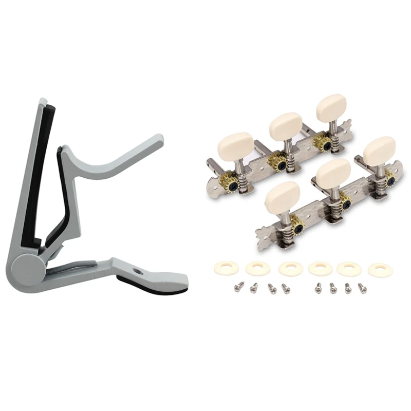 White-Handed Guitar Capo Clip Trigger With Quick Change With Vintage Guitar Tuning Pegs Gold Plated Machine Heads
White-Handed Guitar Capo Clip Trigger With Quick Change With Vintage Guitar Tuning Pegs Gold Plated Machine Heads
