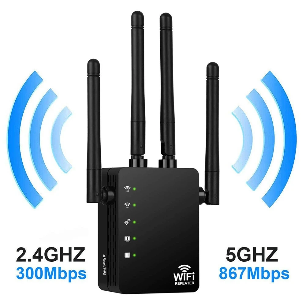 Wireless Router WiFi Repeater Dual-Band 2.4/5G 4 Antenna WiFi Range Extender Signal Home Network Supplies
Wireless Router WiFi Repeater Dual-Band 2.4/5G 4 Antenna WiFi Range Extender Signal Home Network Supplies