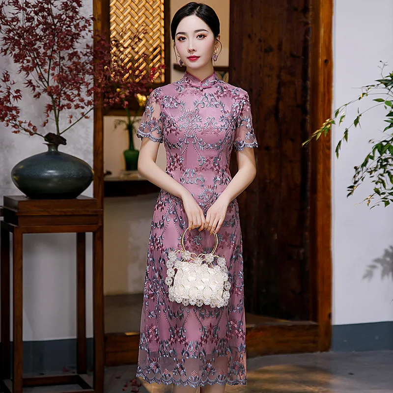 2021 Cheongsam Traditional Chinese Clothing Qipao Modern Dress Improved Version Gauze Embroidery Nail Bead Ladys Grace Medium
2021 Cheongsam Traditional Chinese Clothing Qipao Modern Dress Improved Version Gauze Embroidery Nail Bead Ladys Grace Medium