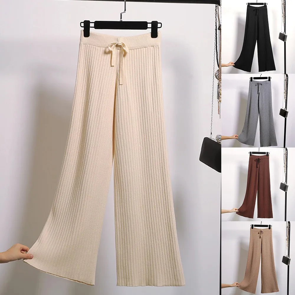 Ladies Elastic Waist Wide-leg Pants Casual Loose Straight Striped Knitted Fiber Wide-leg Pants Trousers
Ladies Elastic Waist Wide-leg Pants Casual Loose Straight Striped Knitted Fiber Wide-leg Pants Trousers