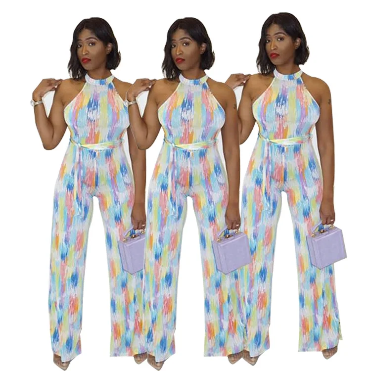 2020 New Arrival Colorful Tie Dye Print Straight High Waist Women's Long Jumpsuit Summer High Street Fashion Femme Catsuit
2020 New Arrival Colorful Tie Dye Print Straight High Waist Women's Long Jumpsuit Summer High Street Fashion Femme Catsuit