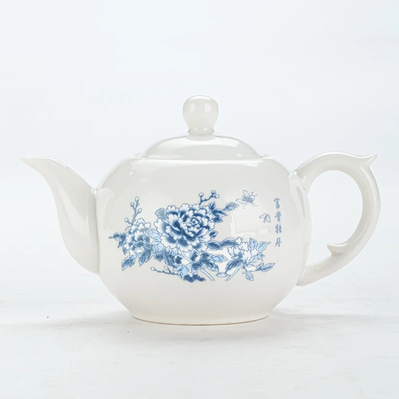 

Фарфоровый чайник для заваривания чая, керамический чайник, чайная посуда ручной работы, синий и белый чайный набор, высокое качество, кофей...