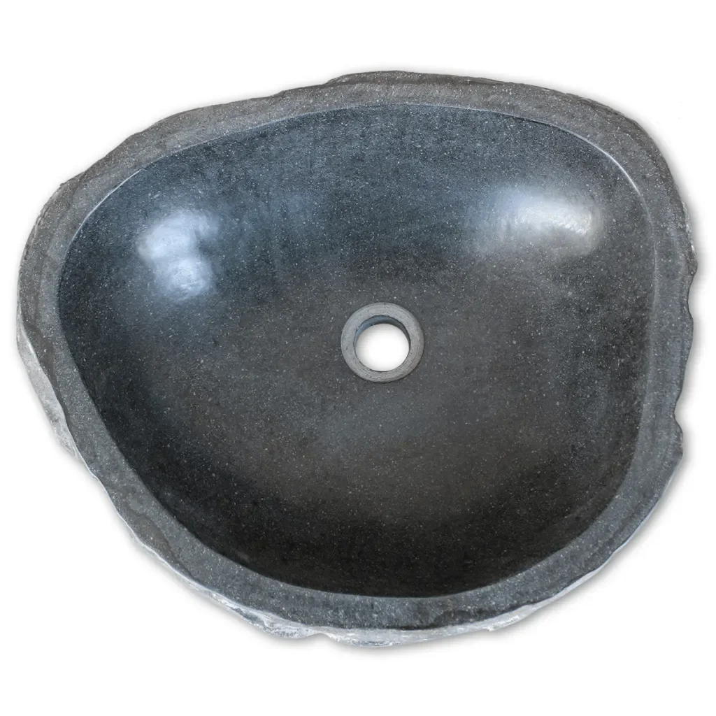

River Stone Basin Oval Countertop Black Sink for Bathroom Accessories Natural Washbasin 46-52 CM Nordic Stylish Design