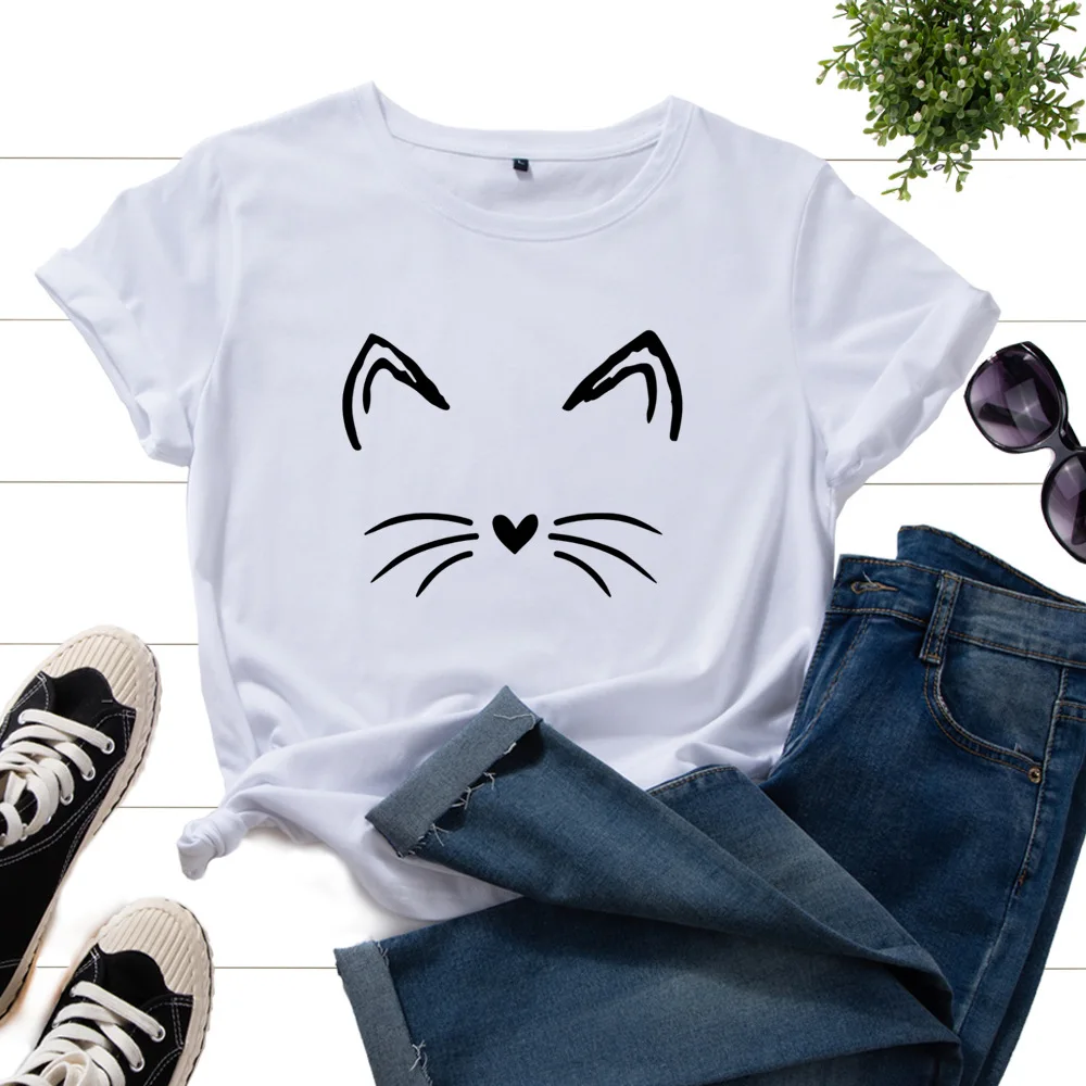 100% Cotton Womens Short Sleeve T-Shirt Cute Kitten Cat Graphic Tees S-5XL Oversized Shirts Streetwear Female
100% Cotton Womens Short Sleeve T-Shirt Cute Kitten Cat Graphic Tees S-5XL Oversized Shirts Streetwear Female