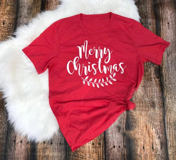 Рубашка с надписью Merry Christmas женская модная футболка со слоганом хлопковая