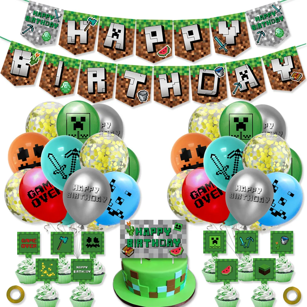 Game Pixel Balloons Set Happy Birthday Garland Flags Pixelated Cake Toppers Party Decoration
Game Pixel Balloons Set Happy Birthday Garland Flags Pixelated Cake Toppers Party Decoration