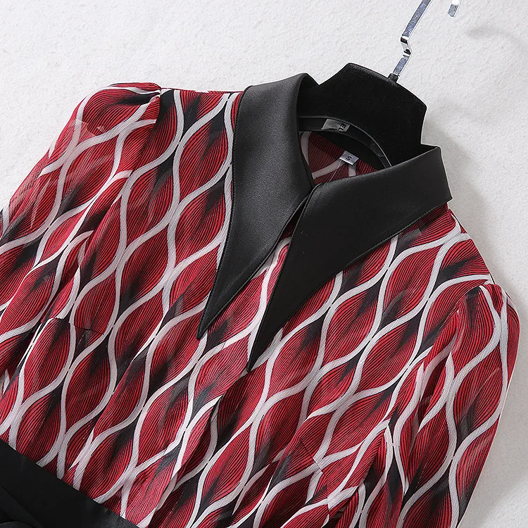 New European and American women's dresses for spring 2020 Long sleeve lapel Geometry of the printing Fashion belt dress
New European and American women's dresses for spring 2020 Long sleeve lapel Geometry of the printing Fashion belt dress