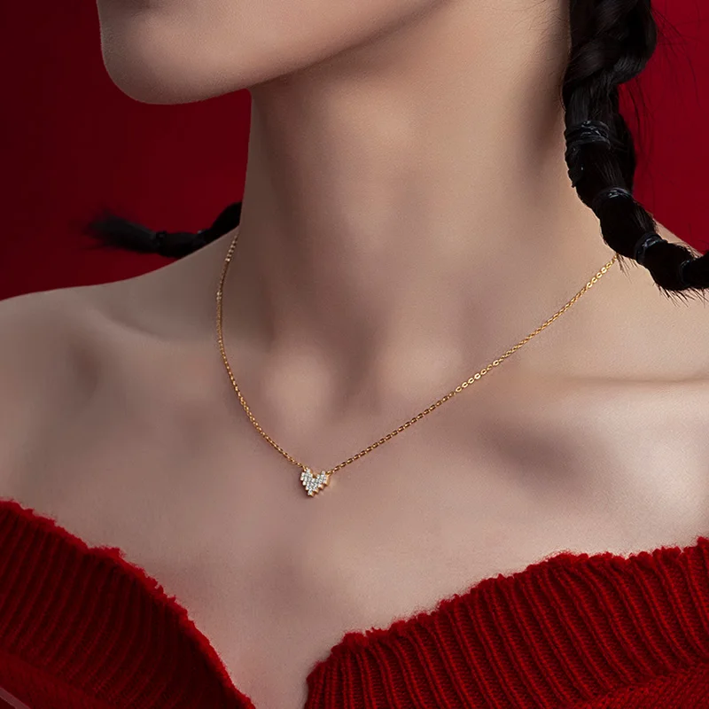 Fashion Real 925 Sterling Silver Yellow Gold Color Love Heart Zircon Pendant Necklace Women Lover Valentine Jewelry Gift
Fashion Real 925 Sterling Silver Yellow Gold Color Love Heart Zircon Pendant Necklace Women Lover Valentine Jewelry Gift