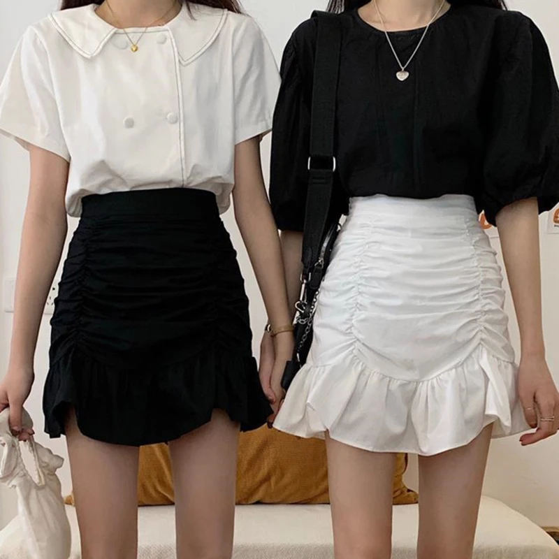 Skirts Women Solid A-line Summer Mini Hem Ruffles New Ulzzang Chic Ruched All-match High Waist Hot Selling Lovely Girls Elegant
Skirts Women Solid A-line Summer Mini Hem Ruffles New Ulzzang Chic Ruched All-match High Waist Hot Selling Lovely Girls Elegant