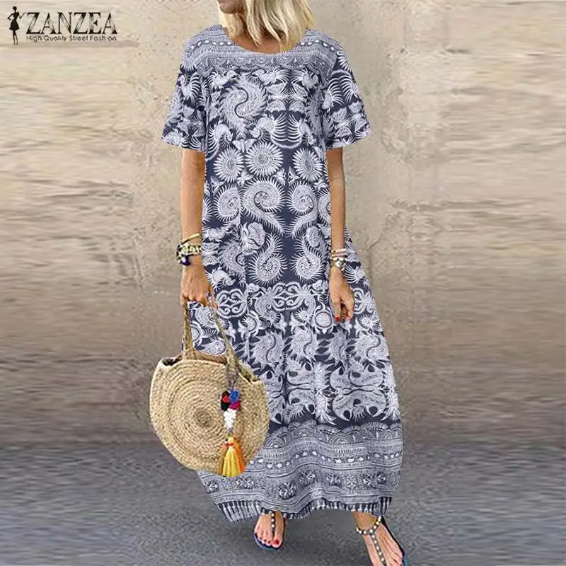 Vintage Print Maxi Dress ZANZEA 2022 Women's Sundress Kaftan Floral Short Sleeve Summer Vestidos Female Casual Baggy Party Robe
Vintage Print Maxi Dress ZANZEA 2022 Women's Sundress Kaftan Floral Short Sleeve Summer Vestidos Female Casual Baggy Party Robe