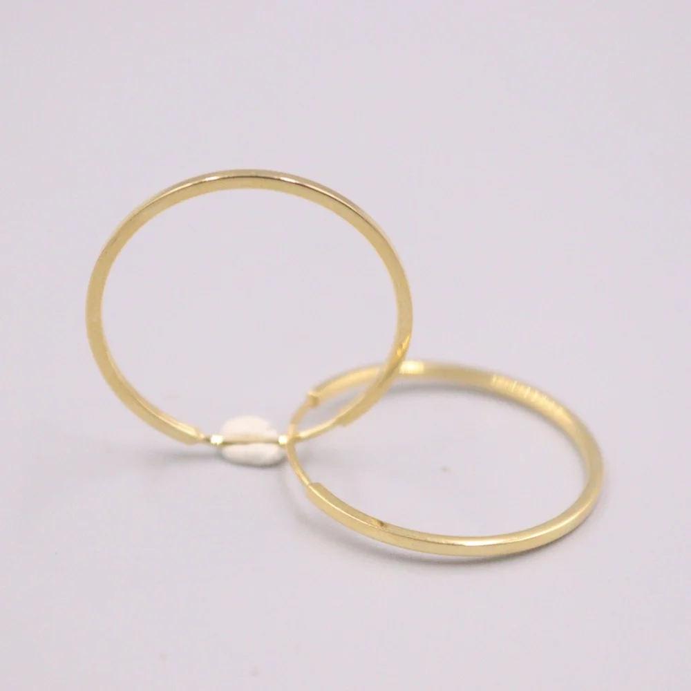 Настоящее чистое 18 К желтое золото Серьги Квадратные глянцевые большой круг обруч серьги около 1,4 г для женщин подарок 
Настоящее чистое 18 К желтое золото Серьги Квадратные глянцевые большой круг обруч серьги около 1,4 г для женщин подарок