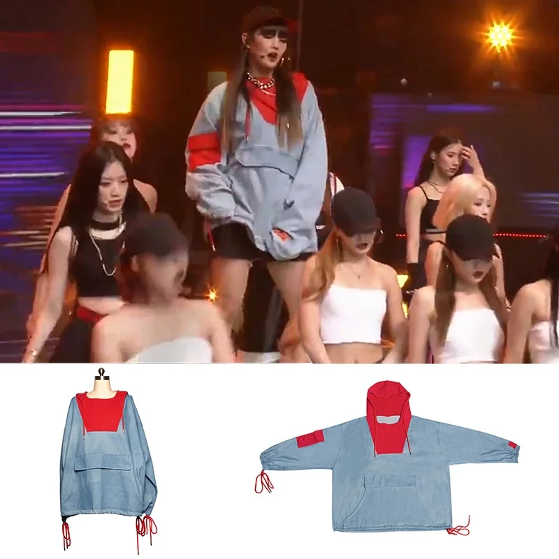 Kpop GIDLE Jazz Dance Denim Spliced Hoodies Women Hooded Sweatshirts Long Sleeve Fashion Patchwork Pullovers Female Loose Tops
Kpop GIDLE Jazz Dance Denim Spliced Hoodies Women Hooded Sweatshirts Long Sleeve Fashion Patchwork Pullovers Female Loose Tops