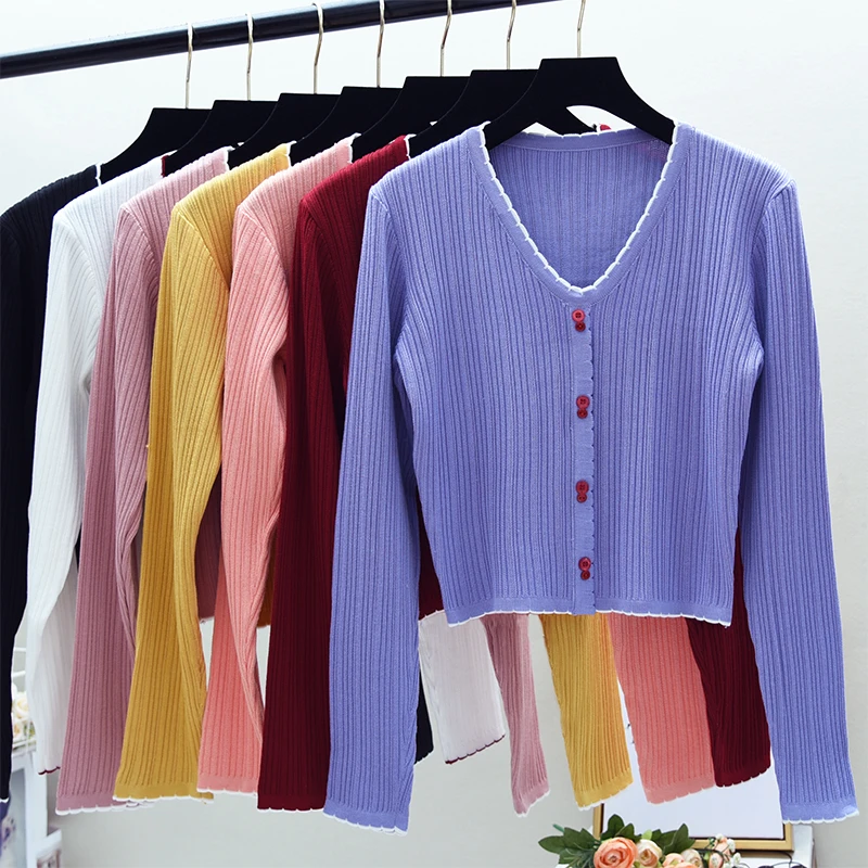 Buttons Pullovers Sweaters Women Knitted Slim Stretchy Pullover Female Full Sleeve V-neck Crop Tops Clothing FL937
Buttons Pullovers Sweaters Women Knitted Slim Stretchy Pullover Female Full Sleeve V-neck Crop Tops Clothing FL937