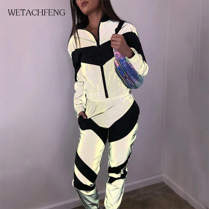 Women Tracksuit Hip Hop Reflective Crop Top Pants Fashion Female Loose Zipper Jacket Coat Matching Sets Plus Size Two Piece Sets
Women Tracksuit Hip Hop Reflective Crop Top Pants Fashion Female Loose Zipper Jacket Coat Matching Sets Plus Size Two Piece Sets