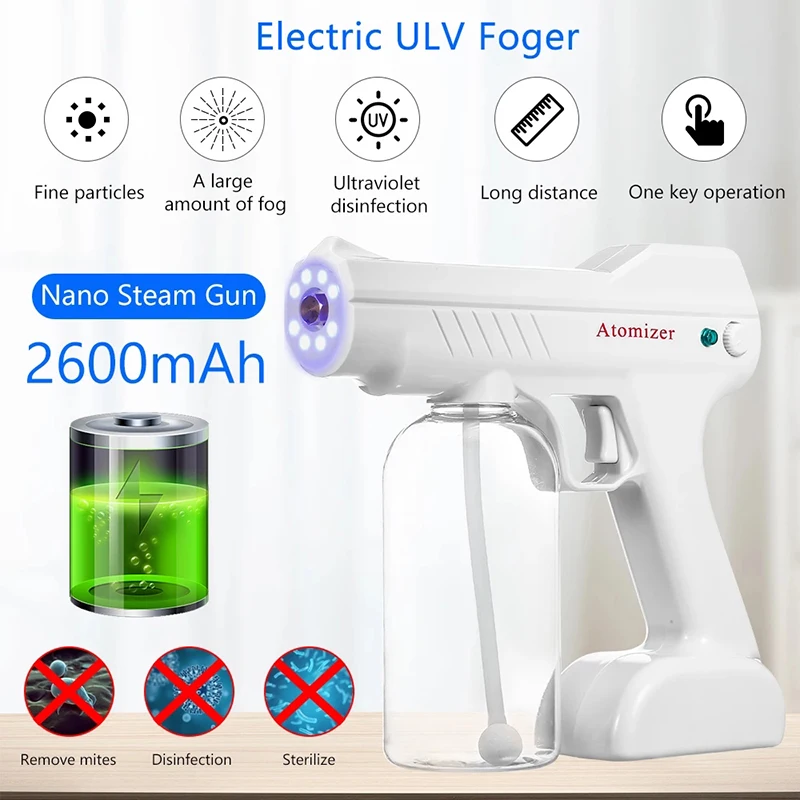 800 ML Wireless Electric Sanitizer Sprayer Disinfects Blue Light Nano Steam Spray Gun Sterilizing Nano Spray Gun For Home Office 
800 ML Wireless Electric Sanitizer Sprayer Disinfects Blue Light Nano Steam Spray Gun Sterilizing Nano Spray Gun For Home Office