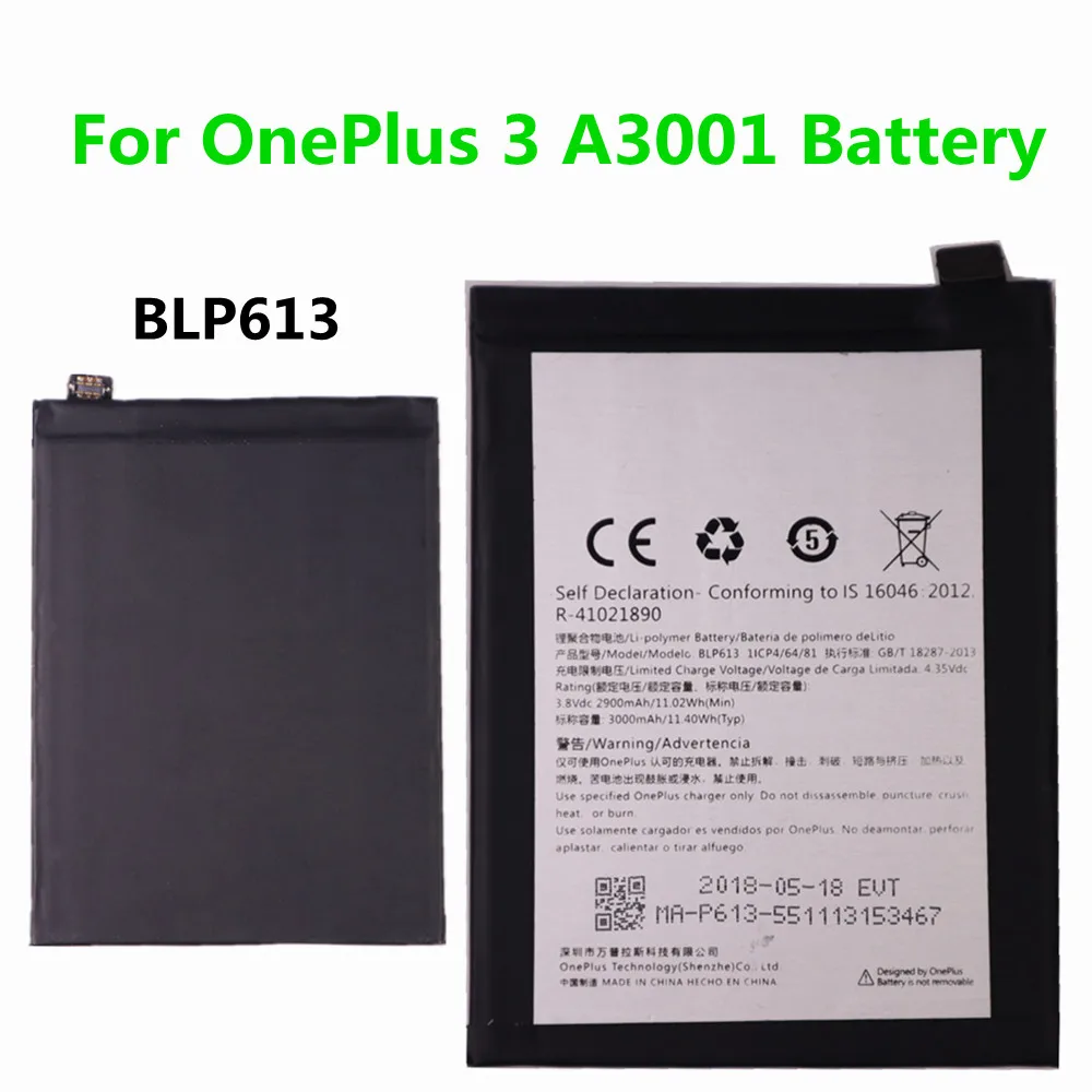 100% 3000mAh Original BLP613 Replacement Battery For OnePlus 3 One Plus 3 Mobile Phone Battery
100% 3000mAh Original BLP613 Replacement Battery For OnePlus 3 One Plus 3 Mobile Phone Battery