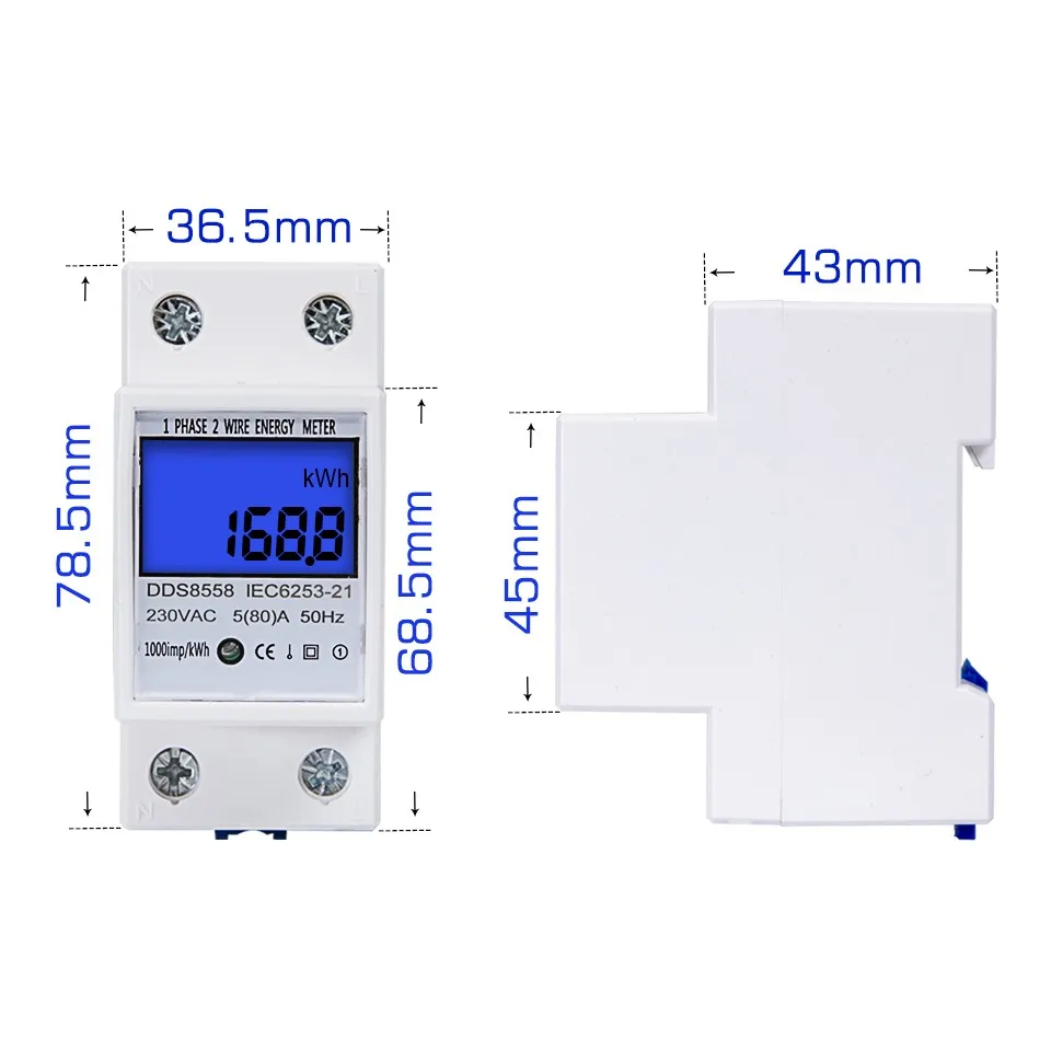Din Rail Single Phase Digital Energy Meter Reset Zero KWh Voltage Current Power Consumption Counter Electric Wattmeter 230V AC
Din Rail Single Phase Digital Energy Meter Reset Zero KWh Voltage Current Power Consumption Counter Electric Wattmeter 230V AC